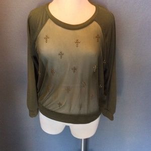 Women's Plus Size Sheer Sweatshirt Studs top 2X