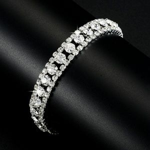 7" wedding crystal link chain bracelet crystal sil
