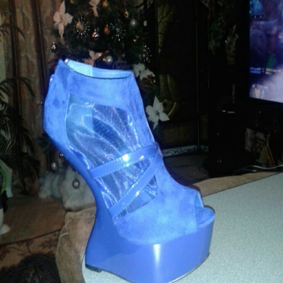 Cobalt blue wedge heels