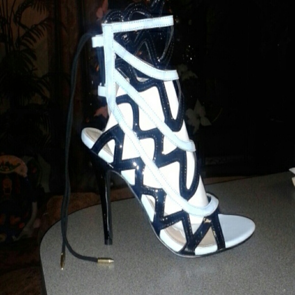 Baby blue and black heels