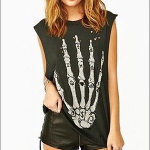 UNIF  distressed skeleton hand muscle tank top