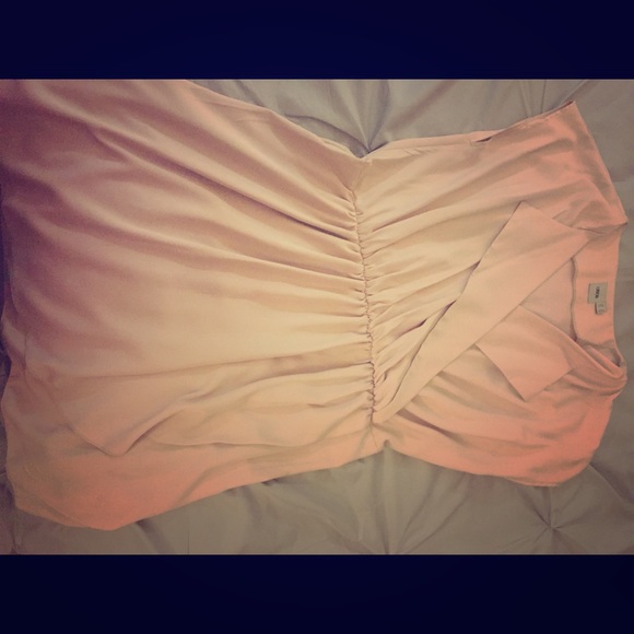 Pale pink cinched waist dress