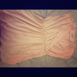 Pale pink cinched waist dress