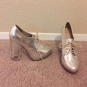 Eclectic silver Lace up heels size 7