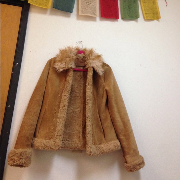 Suede and faux fur 90s guess coat