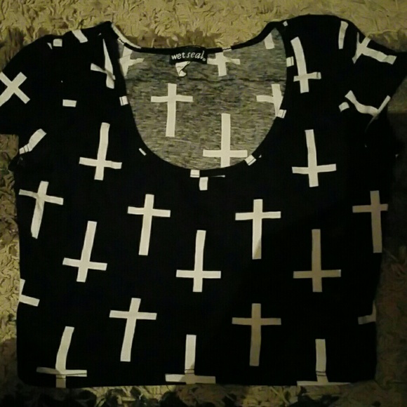 Black cross crop top