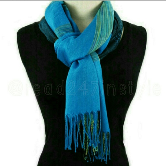 📗GWaC Thai Lightweight Pashmina Shawl - Aqua - Picture 1 of 1