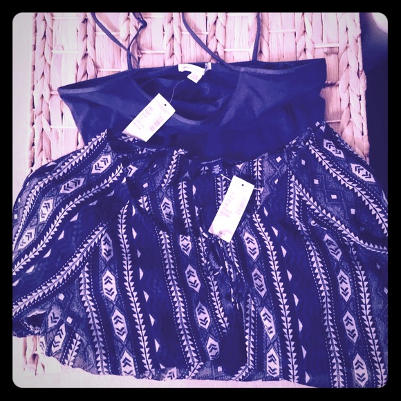 Dark grey and black chiffon top and cami