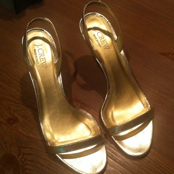 J.crew gold kitten heels.