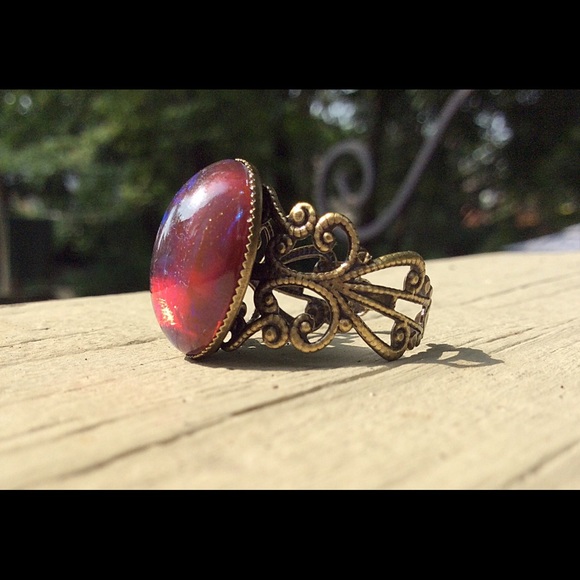 FINAL PRICE! Handmade glass fire opal ring - Picture 2 of 4