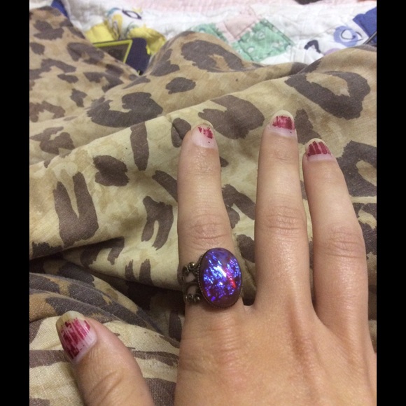 FINAL PRICE! Handmade glass fire opal ring - Picture 3 of 4
