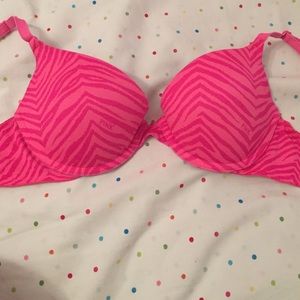 34 B PINK zebra print push up bra