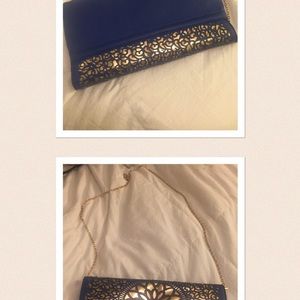 Blue and gold purse