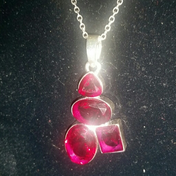 Sterling silver pink pendant on an O chain