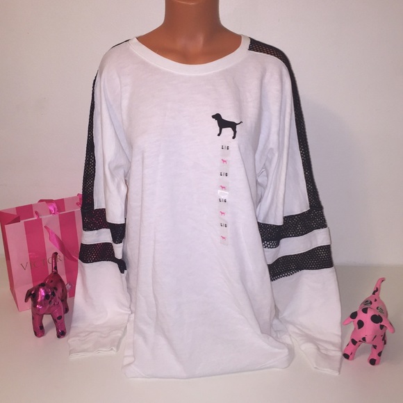 PINK Victoria's Secret Tops - 🚫SOLD🚫NEW PINK VS VARSITY CREW MESH DETAILS