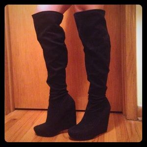 💋Black stretch Paris Hilton over the knee  boots