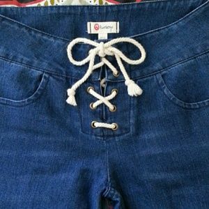 Olsenboye Tie Front Flare Leg Jeans