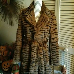 More Pics Tiger Print Rabbit Coat