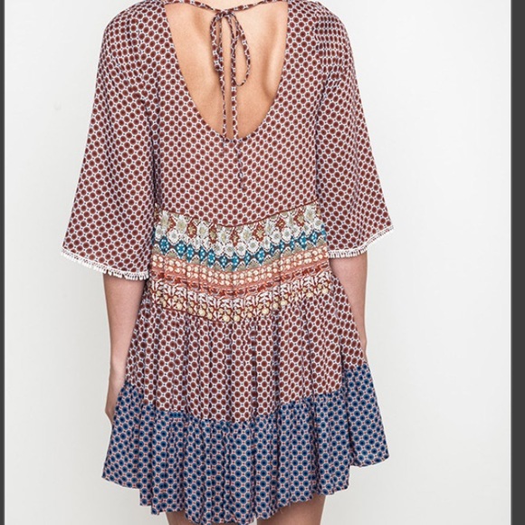 Printed Peasant Dress - Picture 2 of 3