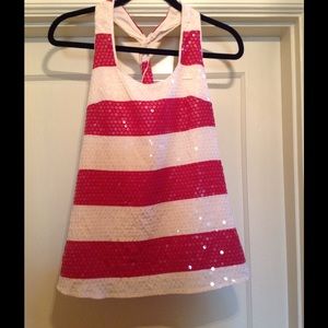 Judith March Striped Sequin Tank, size small