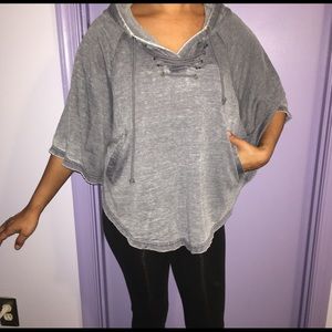 Gray scoop neck poncho