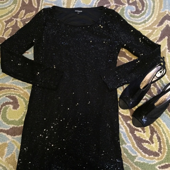 Express-Black Sequence Dress-Classy Beautiful