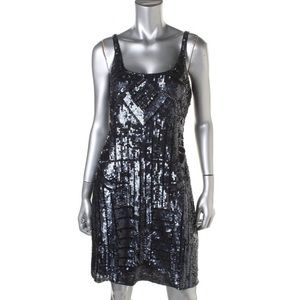 ADRIANNA PAPEL Navy Sequined Cocktail Dress