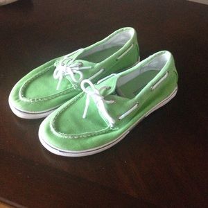 Green Sperry top-siders