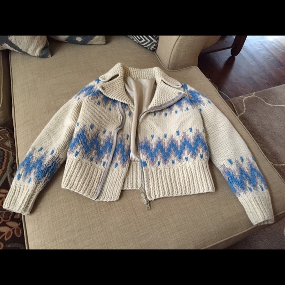 Moto hand knitted wool sweater jacket - Picture 2 of 4