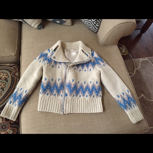 Moto hand knitted wool sweater jacket - Picture 3 of 4