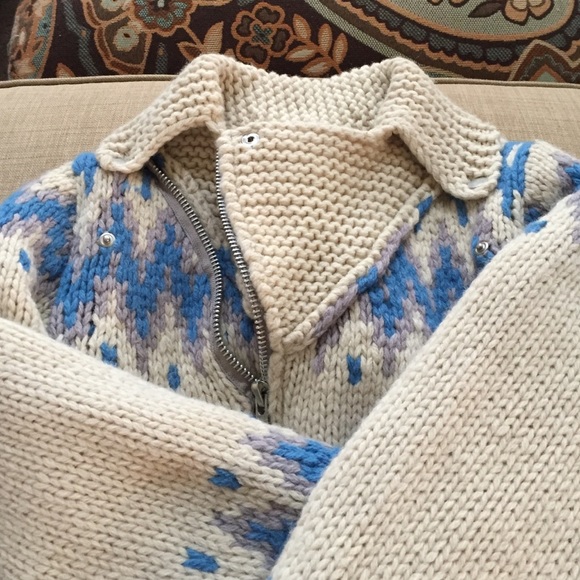 Moto hand knitted wool sweater jacket - Picture 4 of 4