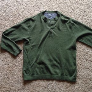 Mens St. Johns Bay green cotton henley sweater