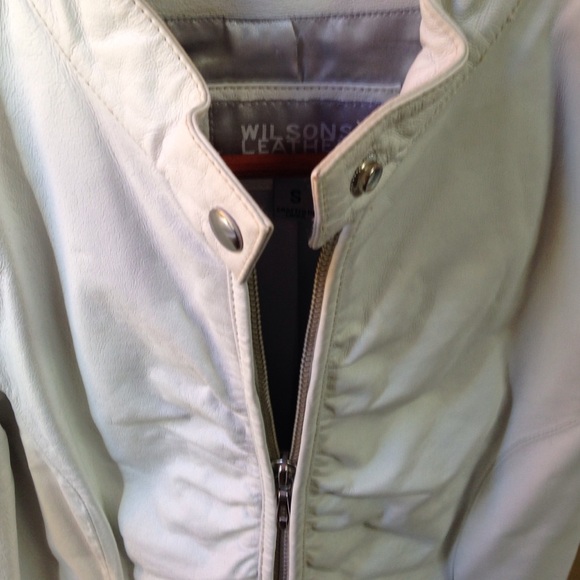 Wilsons White Leather Motorcycle Jacket, size S - Picture 2 of 4