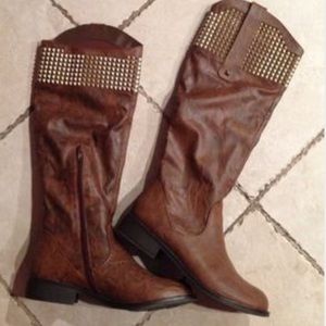 Brown studded boots
