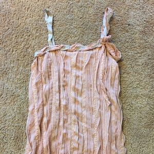 Long Blush Pink Ruffled Tank Large