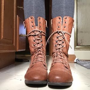 Chestnut brown combat boots