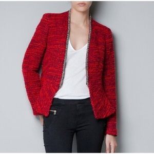 Zara Tweed Embellished Blazer