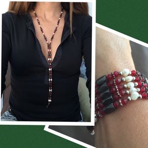 Versatile Red Lariat Necklace/Bracelet (39.5")