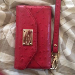 Michael Kors Red Saffiano iphone 5 wallet case