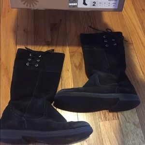 Girls size 2 uggs ryanne black suede kids Ugg