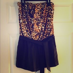 Express Leopard Print/Black Romper