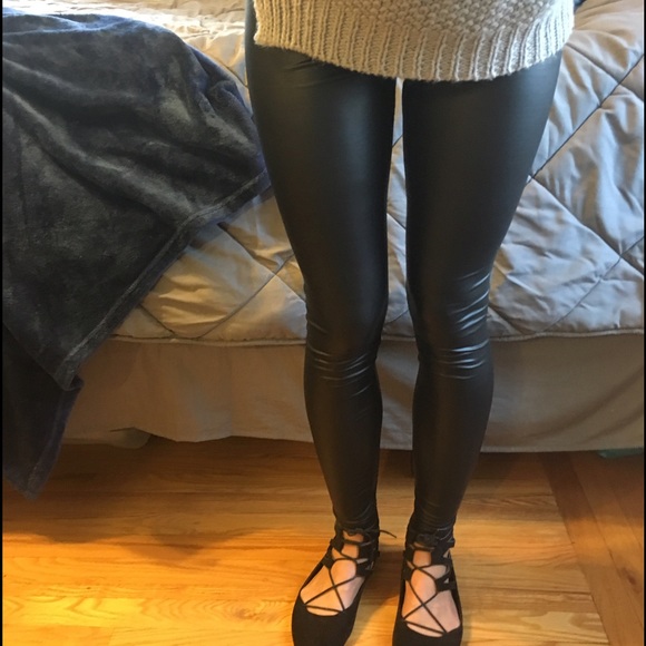 Matte faux leather leggings in medium