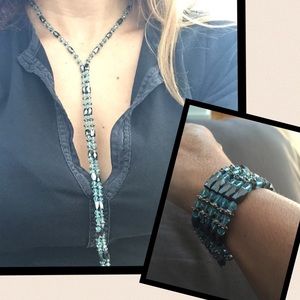 Versatile Blue Lariat Necklace/Bracelet (36")