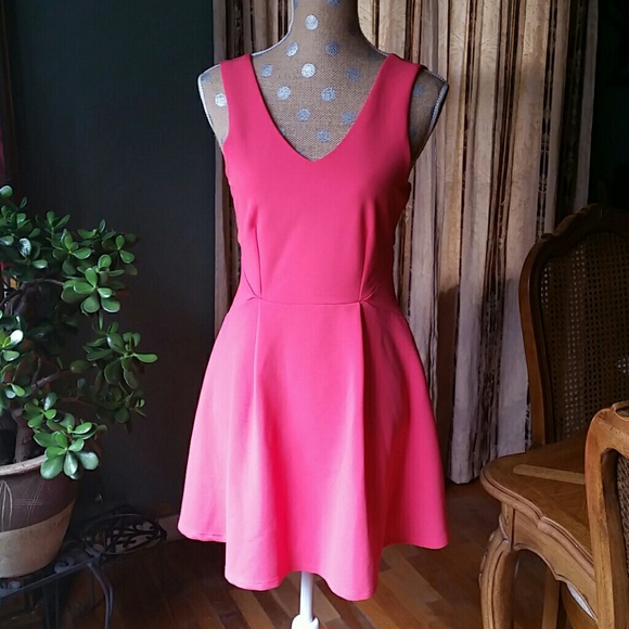 Coral pink skater dress