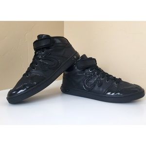 Black Leather Men's True Religion High Tops