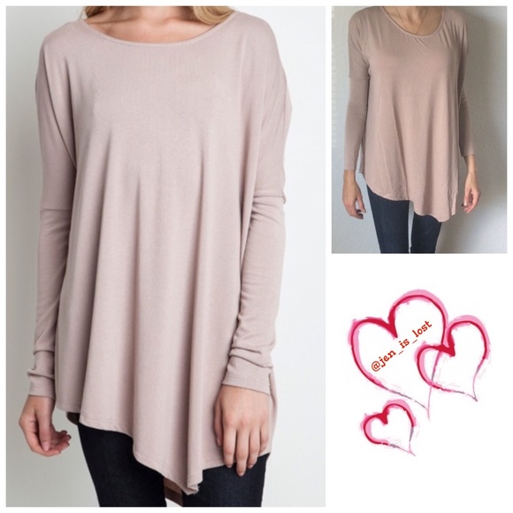 Tops - Mauve & Salmon Asymmetrical Tops Large