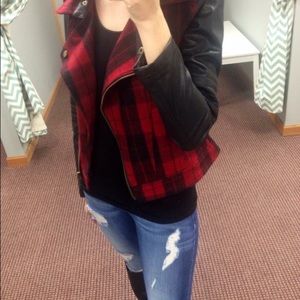 Plaid/leather jacket size small