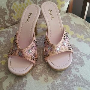 Pink rhinestone heels