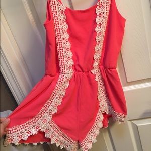 Pink lace romper