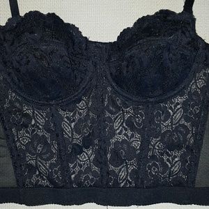 Black lace crop top corset